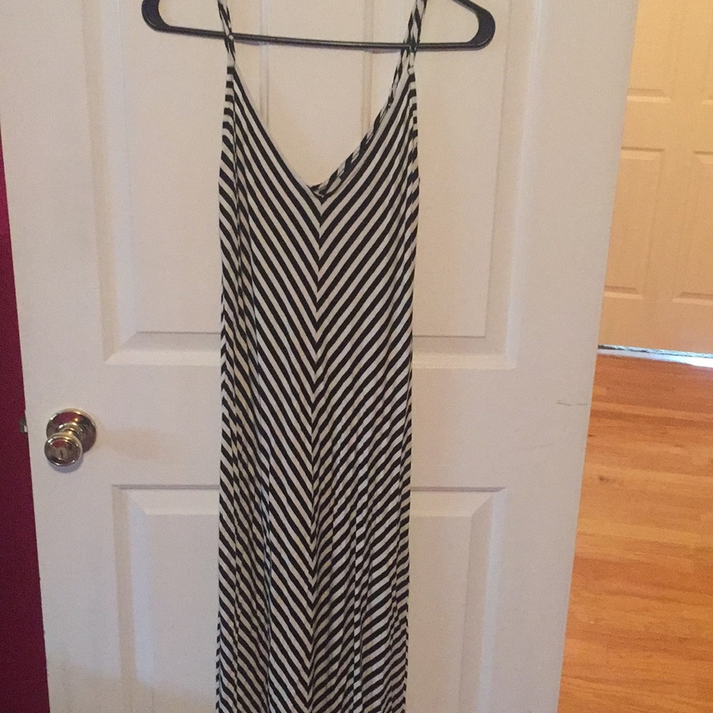 Black and white strip maxi
